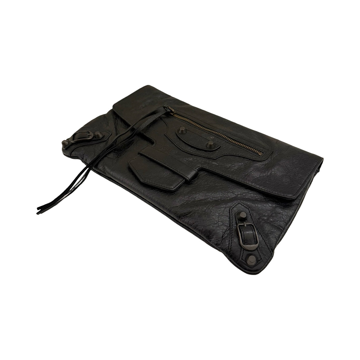 Balenciaga Arena Black Leather City Clutch | FOMO Rochester