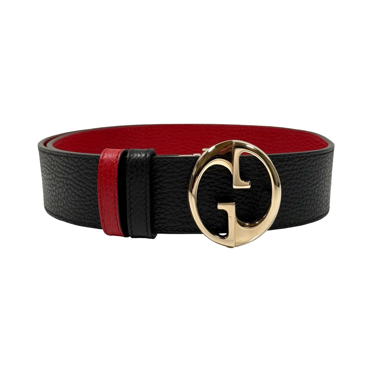 Gucci GG 1973 Black & Red Reversible Leather Belt 80/32 – FOMO