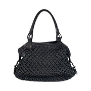 Salvatore Ferragamo - Black Woven Leather Top Handle Shoulder Bag