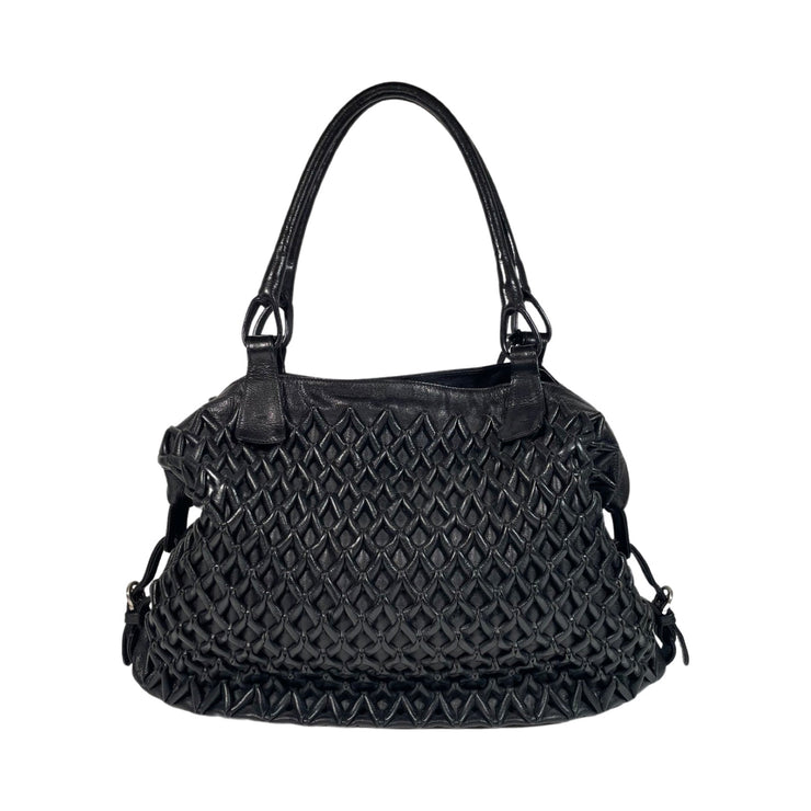 Salvatore Ferragamo - Black Woven Leather Top Handle Shoulder Bag