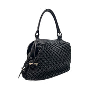Salvatore Ferragamo - Black Woven Leather Top Handle Shoulder Bag