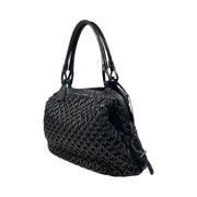 Salvatore Ferragamo - Black Woven Leather Top Handle Shoulder Bag