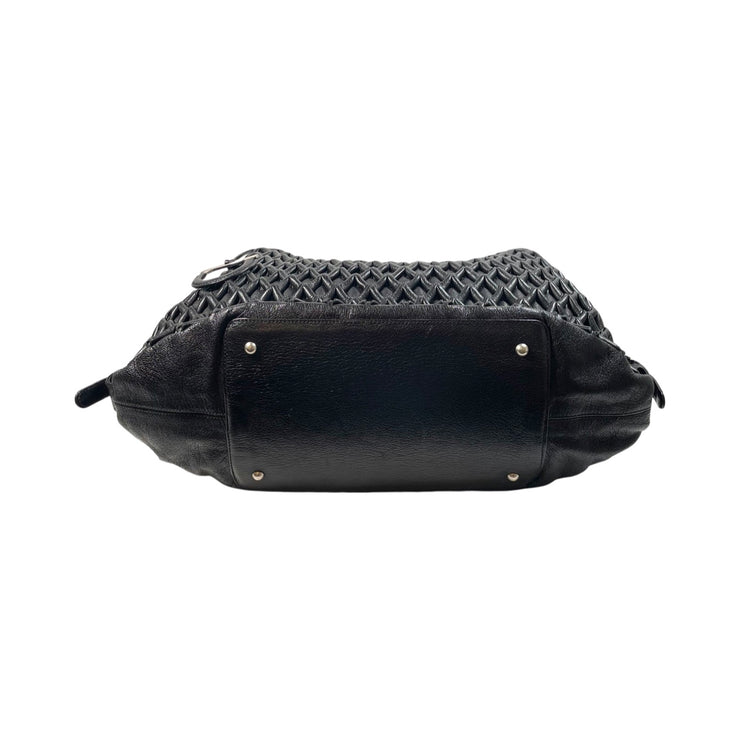 Salvatore Ferragamo - Black Woven Leather Top Handle Shoulder Bag