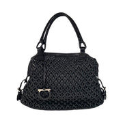Salvatore Ferragamo - Black Woven Leather Top Handle Shoulder Bag