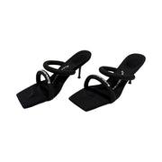 Alexander Wang - Black Julie Tubular Logo Heeled Mule Sandals 37