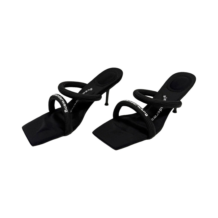 Alexander Wang - Black Julie Tubular Logo Heeled Mule Sandals 37