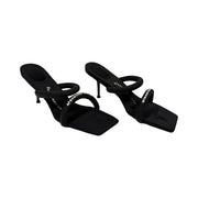 Alexander Wang - Black Julie Tubular Logo Heeled Mule Sandals 37