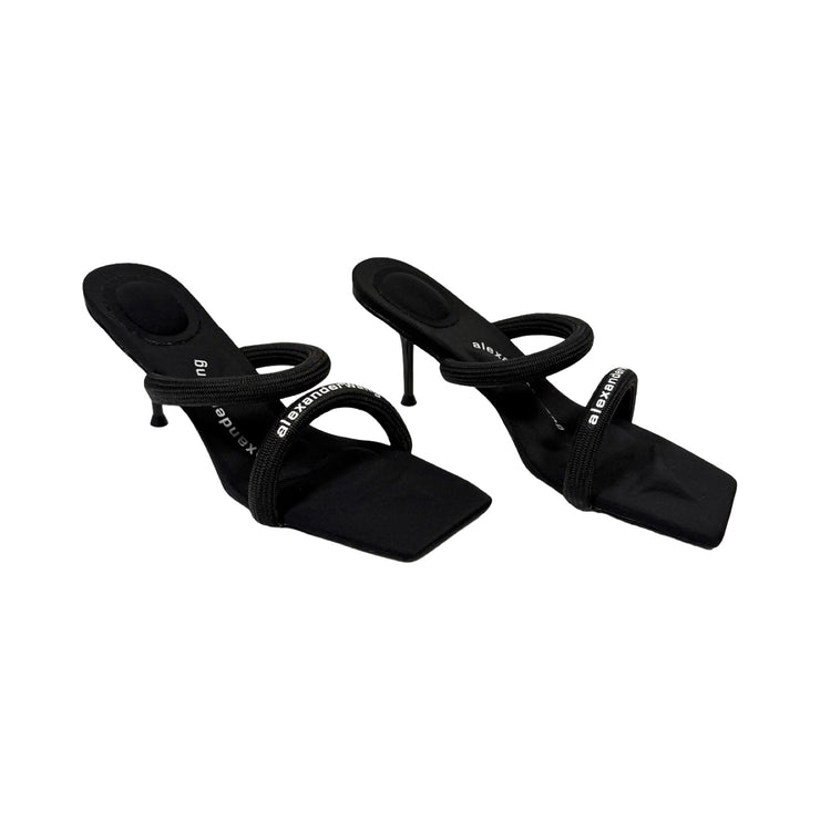 Alexander Wang - Black Julie Tubular Logo Heeled Mule Sandals 37