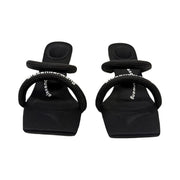 Alexander Wang - Black Julie Tubular Logo Heeled Mule Sandals 37