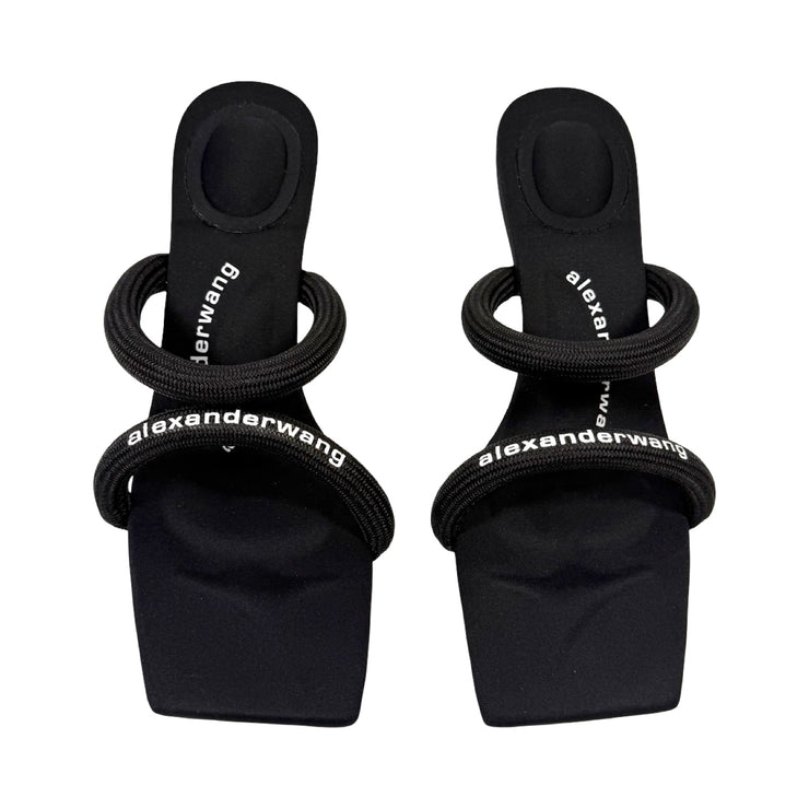 Alexander Wang - Black Julie Tubular Logo Heeled Mule Sandals 37