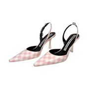 Alexander Wang - Pink Gingham Leather Grace Slingback Pumps 38