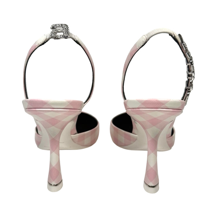 Alexander Wang - Pink Gingham Leather Grace Slingback Pumps 38