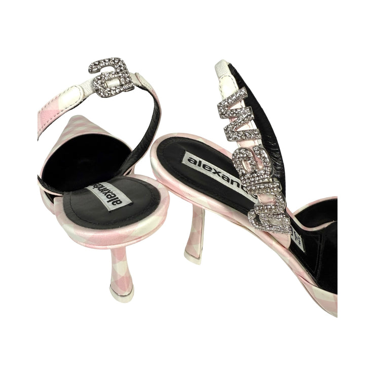 Alexander Wang - Pink Gingham Leather Grace Slingback Pumps 38