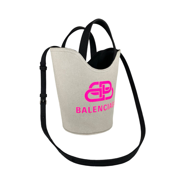 Balenciaga - Beige 2 Way Logo Bucket Bag XS Wave Tote