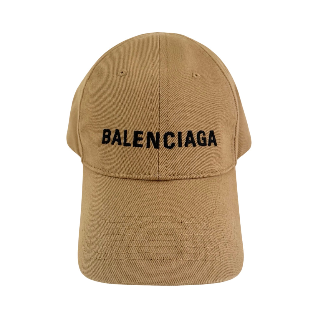 Balenciaga Logo Cap Beige Embroidered Baseball Hat Large – FOMO
