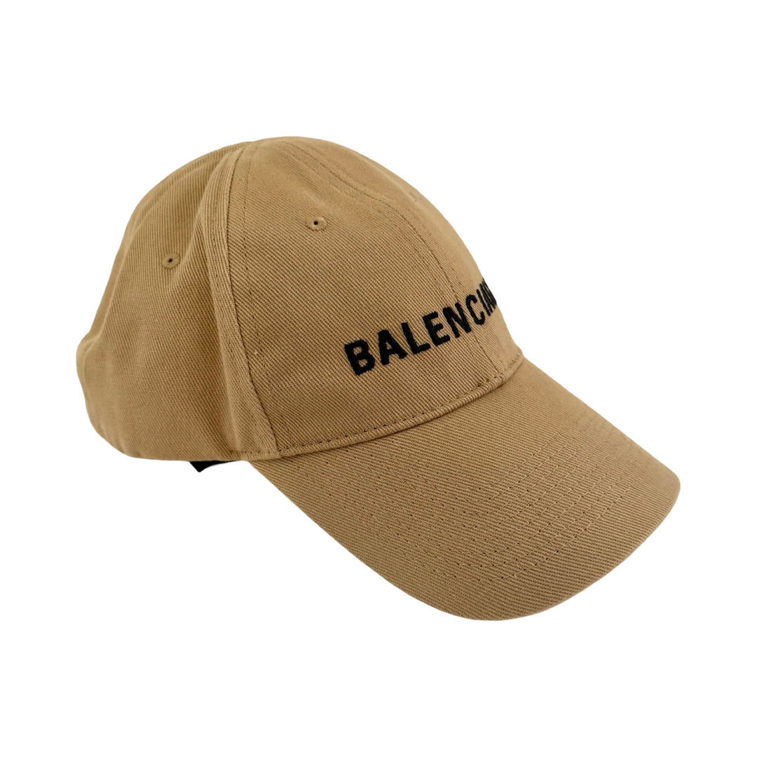 Balenciaga Logo Cap Beige Embroidered Baseball Hat Large – FOMO