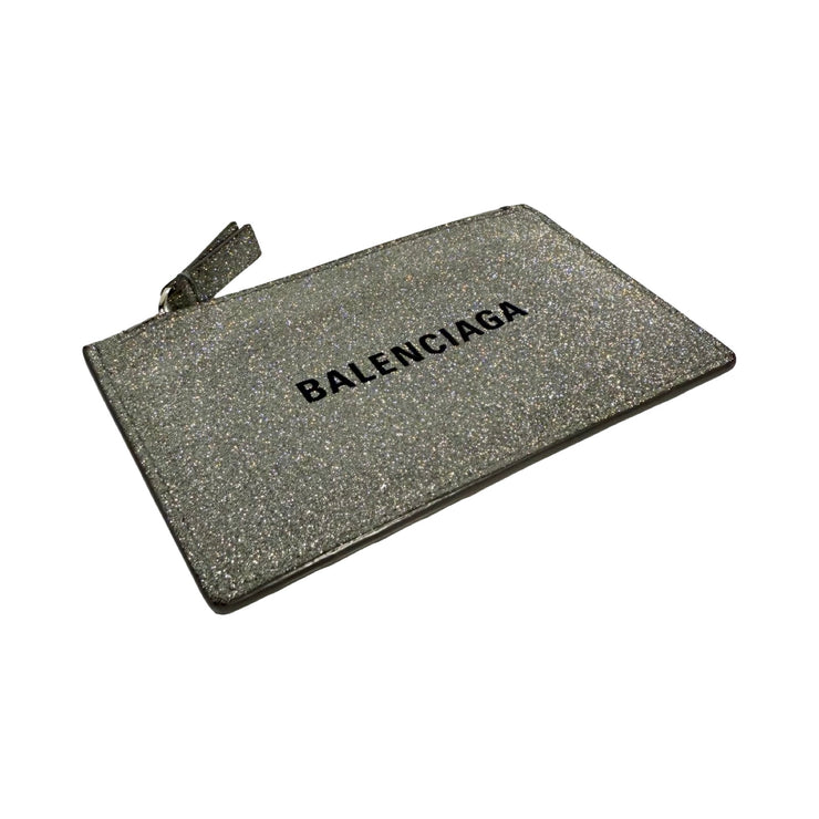 Balenciaga - Silver Sparkle Zip Card Holder