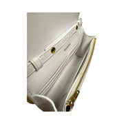 Balenciaga - White Croc Embossed Leather Hour Glass Wallet On Chain