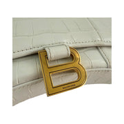 Balenciaga - White Croc Embossed Leather Hour Glass Wallet On Chain