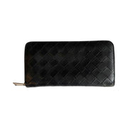 Bottega Veneta - Black & Green Maxi Intrecciato Long Zip Wallet