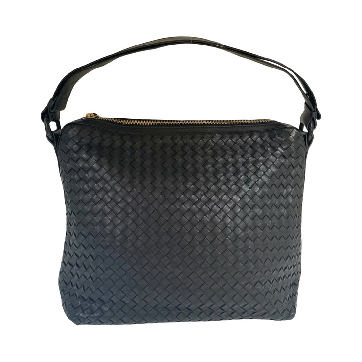 Bottega Veneta - Black Leather Intrecciato 2-way Messenger Bag