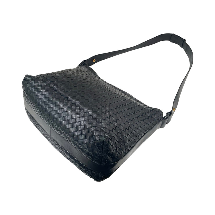 Bottega Veneta - Black Leather Intrecciato 2-way Messenger Bag