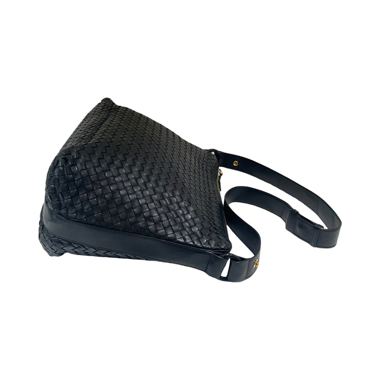 Bottega Veneta - Black Leather Intrecciato 2-way Messenger Bag