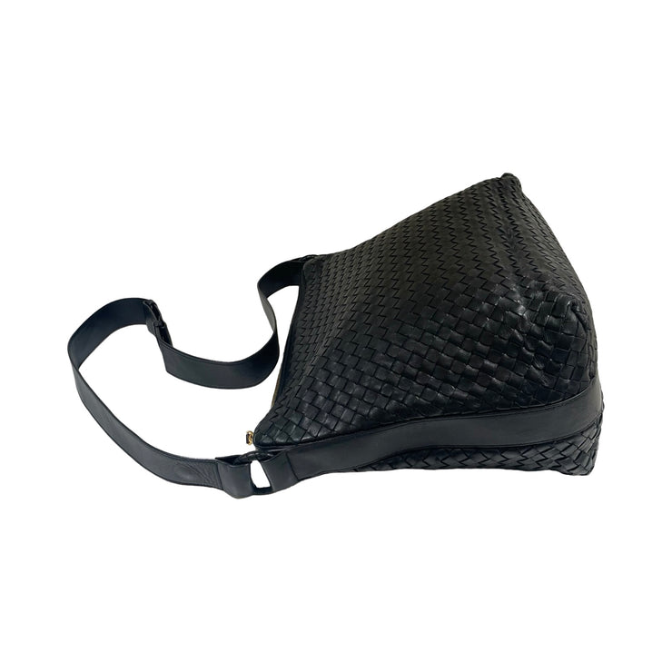 Bottega Veneta - Black Leather Intrecciato 2-way Messenger Bag