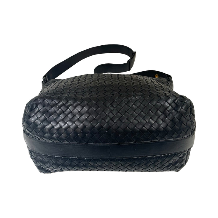Bottega Veneta - Black Leather Intrecciato 2-way Messenger Bag