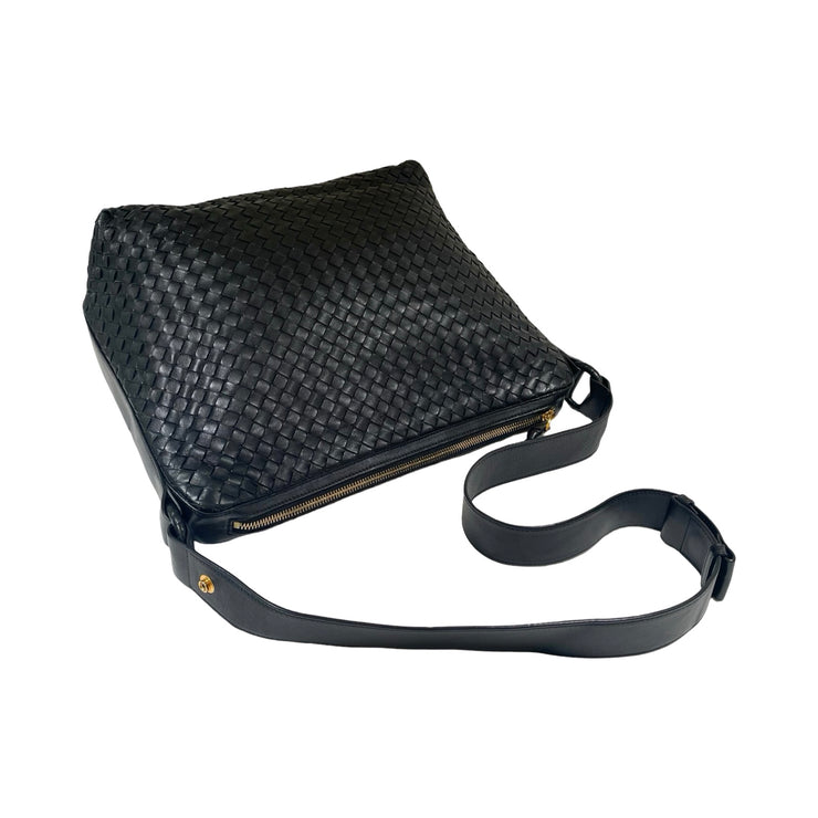 Bottega Veneta - Black Leather Intrecciato 2-way Messenger Bag