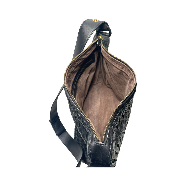 Bottega Veneta - Black Leather Intrecciato 2-way Messenger Bag