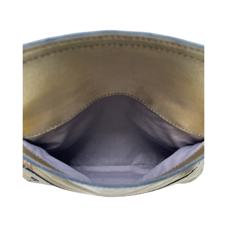 Bottega Veneta - Gold Nappa Leather Intrecciato Expandable Crossbody