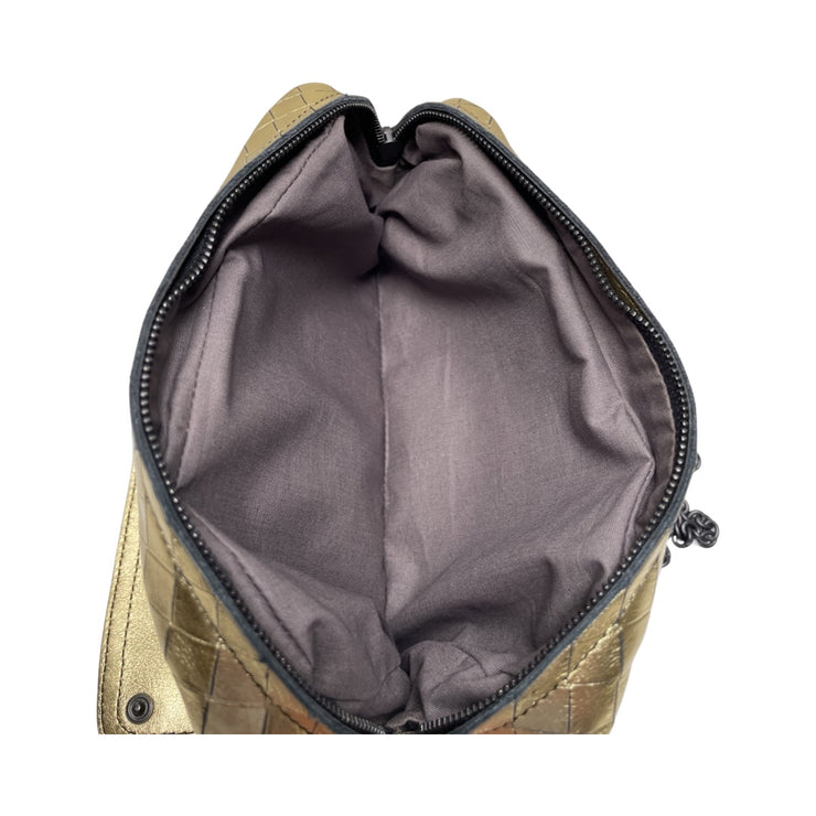 Bottega Veneta - Gold Nappa Leather Intrecciato Expandable Crossbody