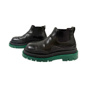 Bottega Veneta - Men's Black & Green Tire Chelsea Ankle Boots 44