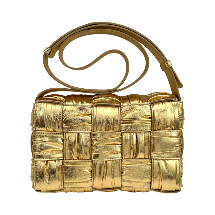 Bottega Veneta - Metallic Gold Plisse Intrecciato Cassette Bag