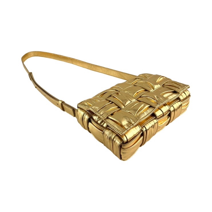 Bottega Veneta - Metallic Gold Plisse Intrecciato Cassette Bag