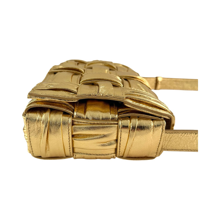 Bottega Veneta - Metallic Gold Plisse Intrecciato Cassette Bag