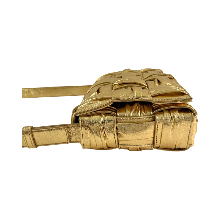 Bottega Veneta - Metallic Gold Plisse Intrecciato Cassette Bag