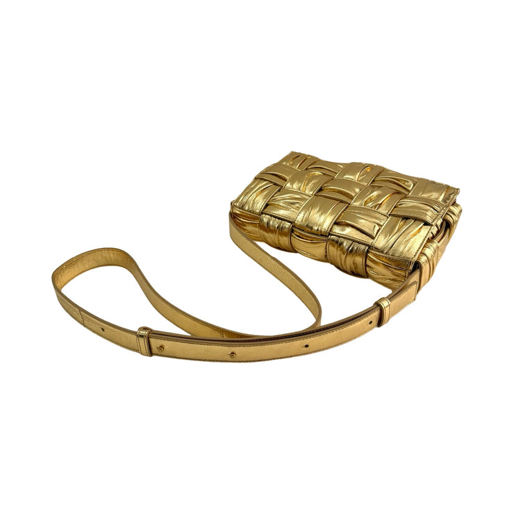 Bottega Veneta - Metallic Gold Plisse Intrecciato Cassette Bag