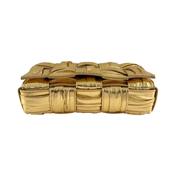 Bottega Veneta - Metallic Gold Plisse Intrecciato Cassette Bag