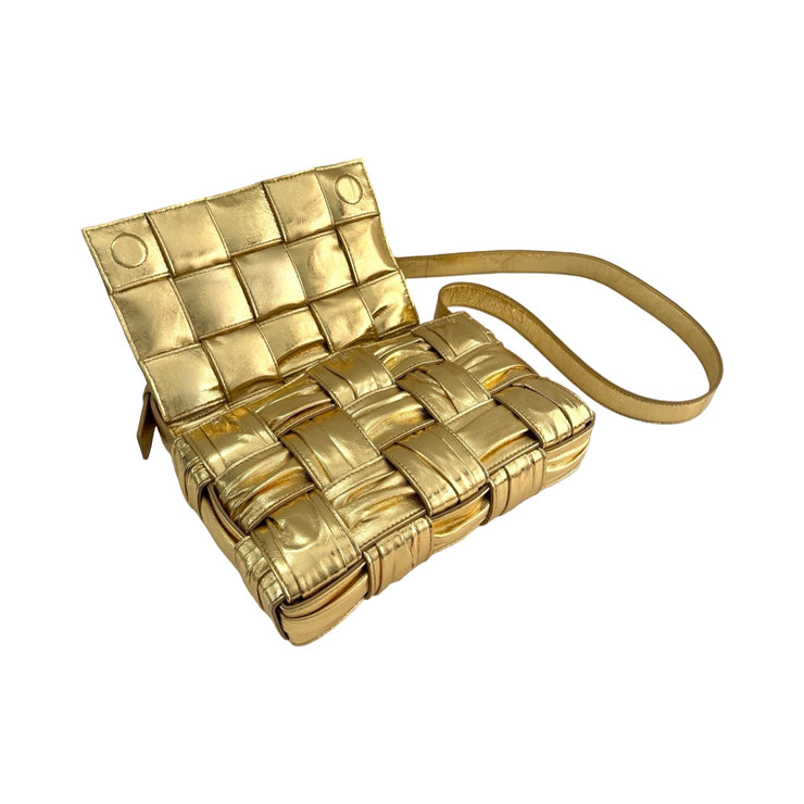 Bottega Veneta - Metallic Gold Plisse Intrecciato Cassette Bag