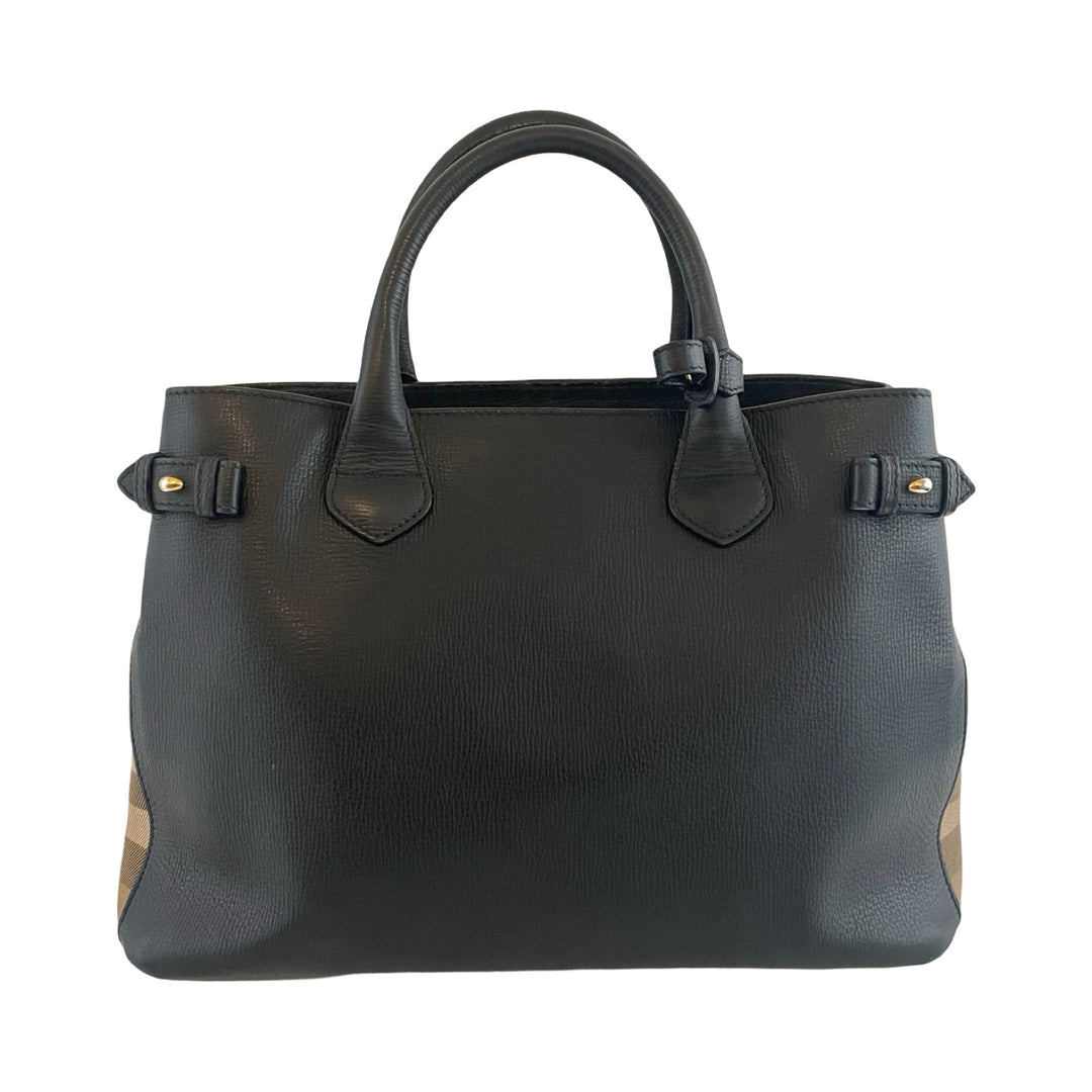 Burberry Black Leather House Check Banner Satchel w/Strap – FOMO