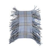 Burberry - Light Blue House Check Fringe Lambswool Scarf