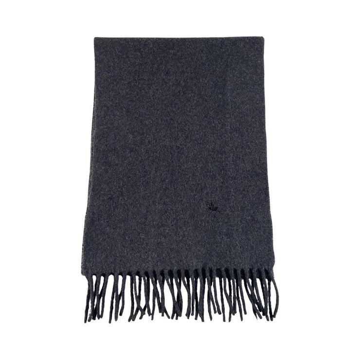 Burberry - Dark Gray Equestrian Embrodered Lambswool Scarf