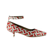 Burberry - Muliti TB Monogram Leather Kitten Heels w/Ankle Strap