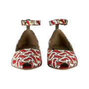 Burberry - Muliti TB Monogram Leather Kitten Heels w/Ankle Strap