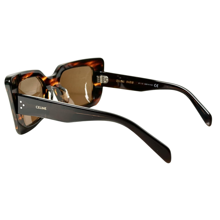 Celine - Brown Havana Horn Oversized Sunglasses