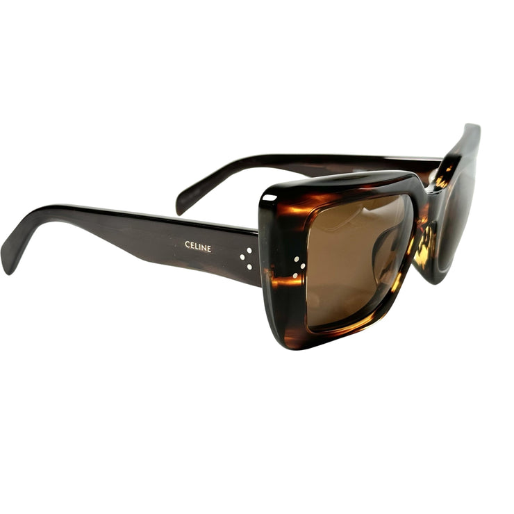 Celine - Brown Havana Horn Oversized Sunglasses