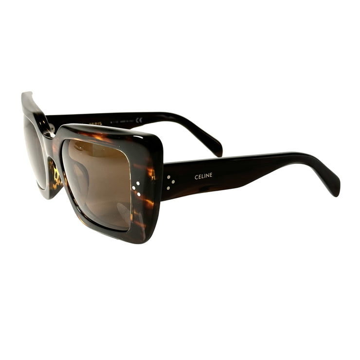 Celine - Brown Havana Horn Oversized Sunglasses