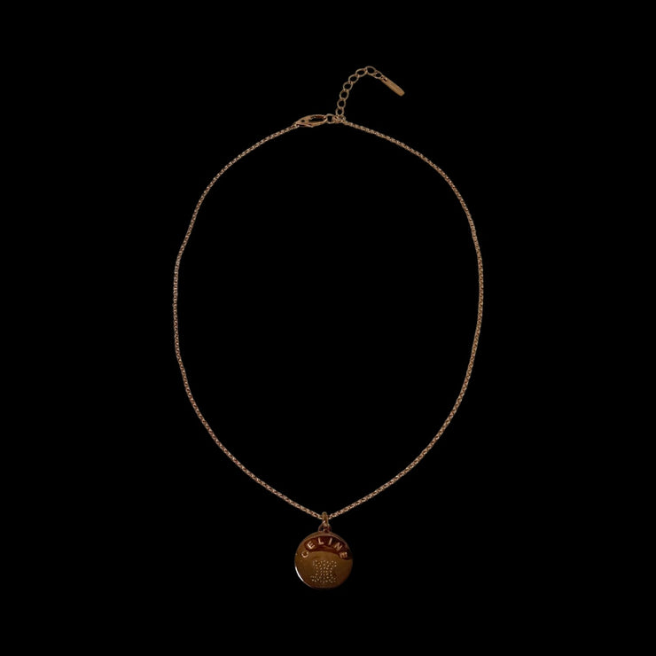 Celine - Logo Coin Pendant Silver 925 Necklace